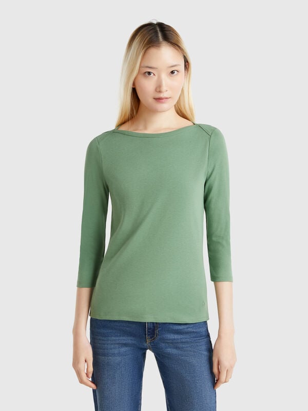 T-shirt con scollo a barchetta 100% cotone Donna