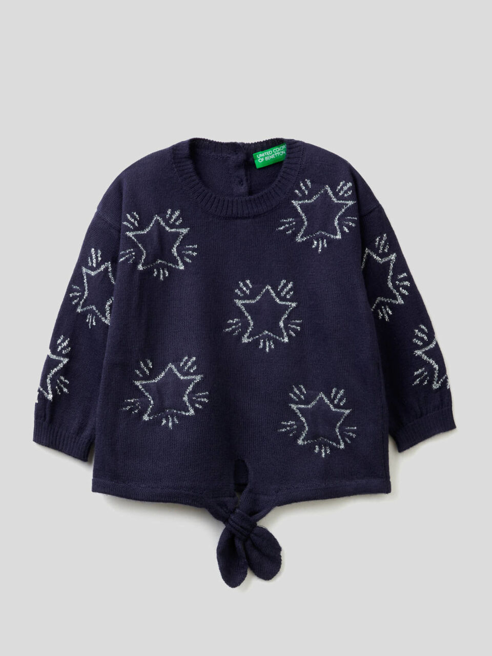 Maglia con stelle ad intarsio e fiocco image number 1