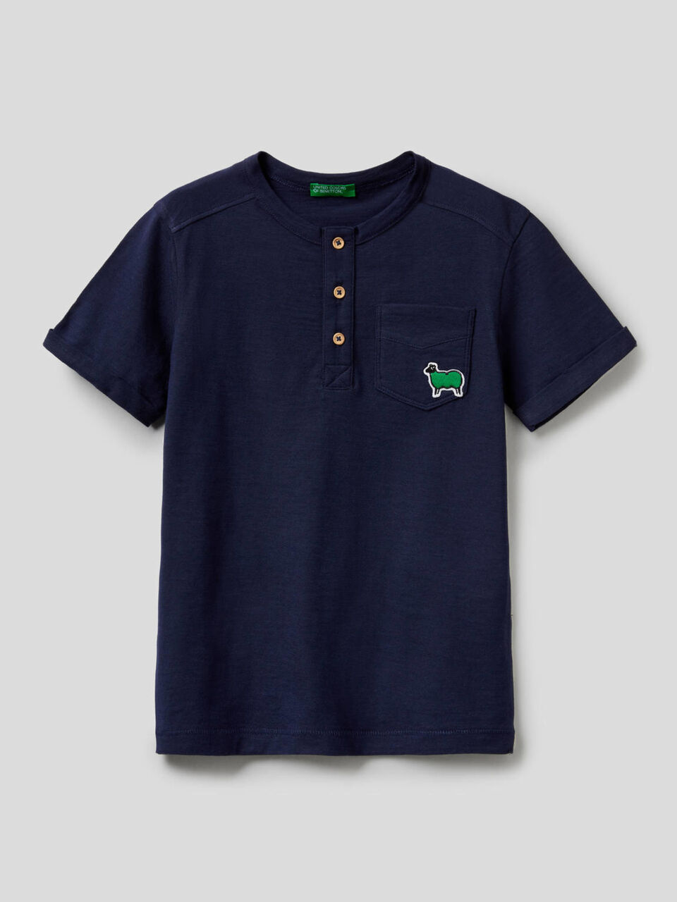T-shirt serafino in puro cotone image number 1