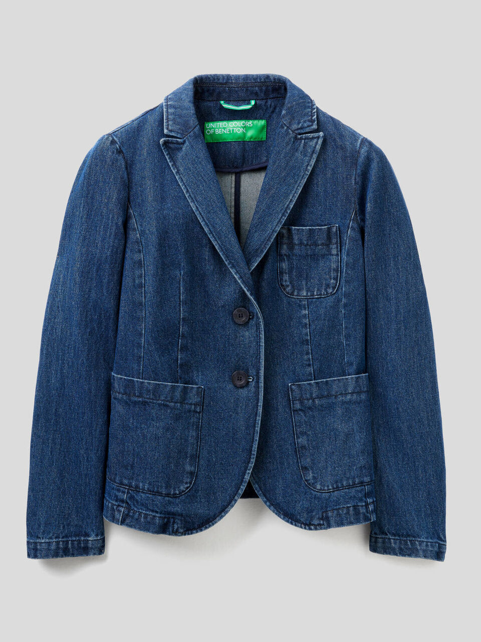 Blazer sciancrato in denim di cotone image number 1