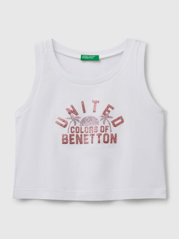 Canotta con stampa logo glitter Bambina