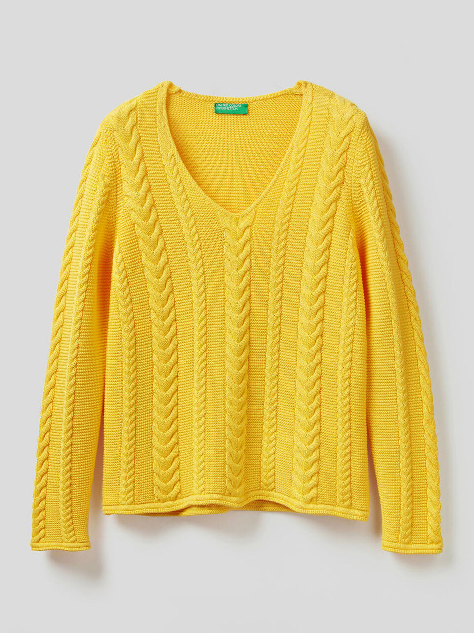 Maglia a trecce in puro cotone image number 1