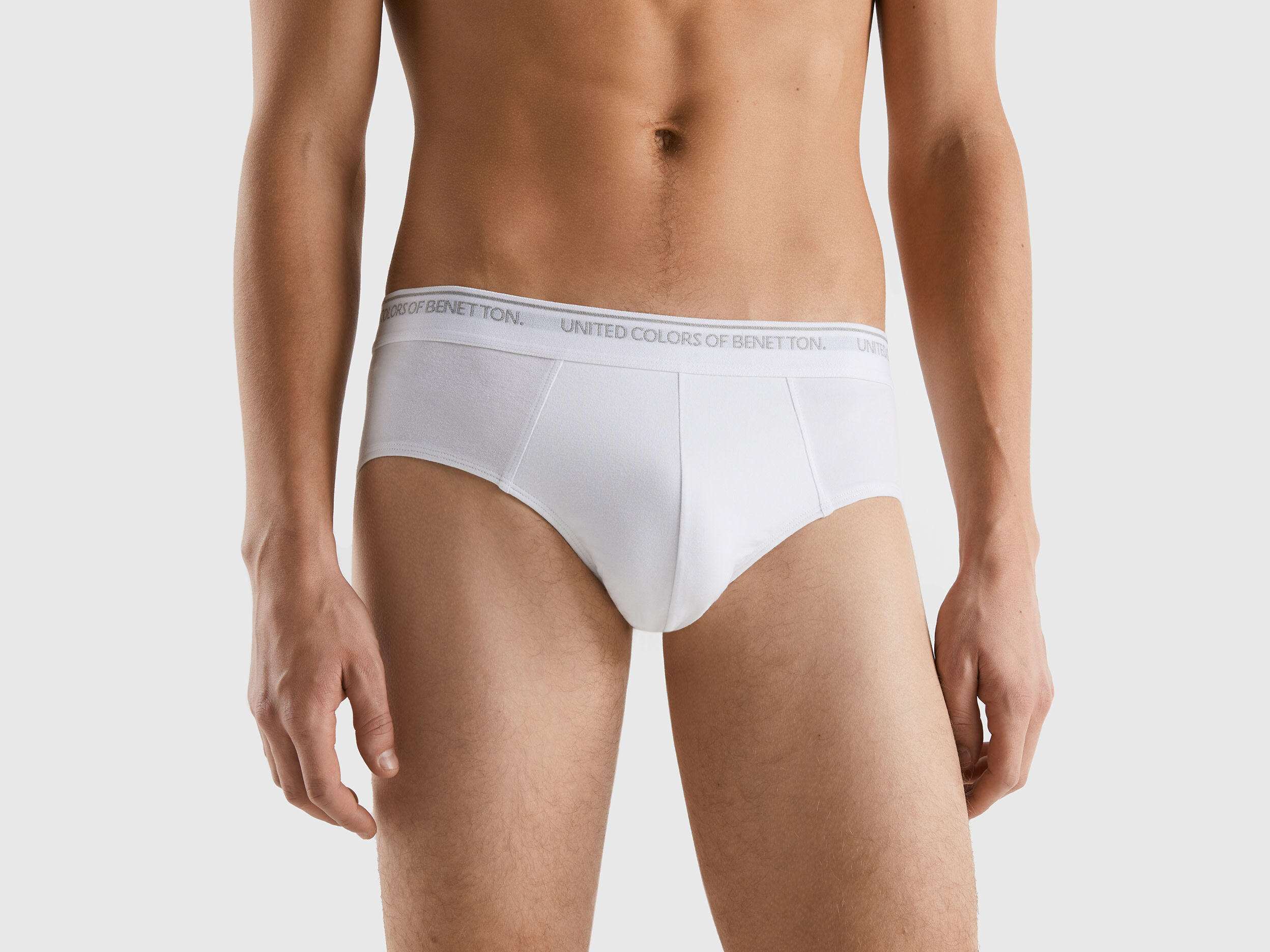 Slip in cotone biologico elasticizzato Bianco Uomo Benetton