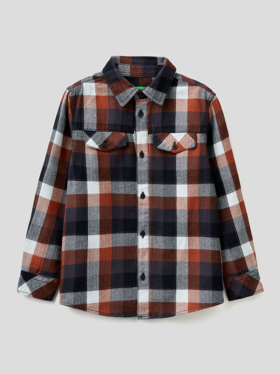 Camicia a quadri in flanella 100% cotone image number 1