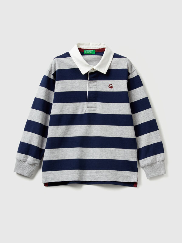 Polo rugby a righe in cotone Bambino