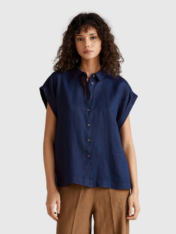 Camicia regular fit in puro lino Donna