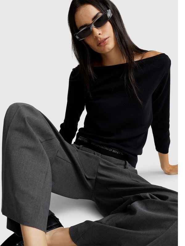 Maglia con scollo a barchetta Donna