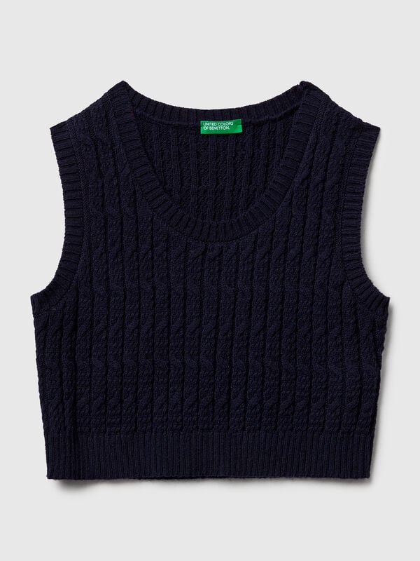 Gilet in maglia con trecce Bambina