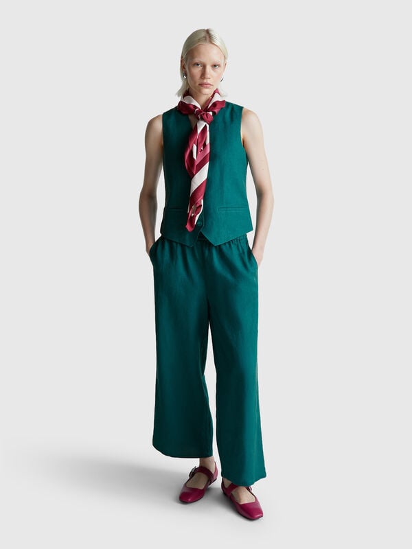 Pantaloni ampi in puro lino Donna