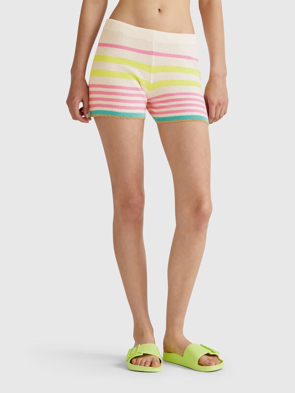 Shorts in maglia a righe  Donna