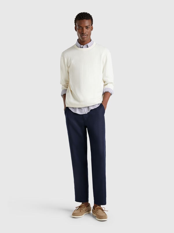 Pantaloni con coulisse in puro lino Uomo