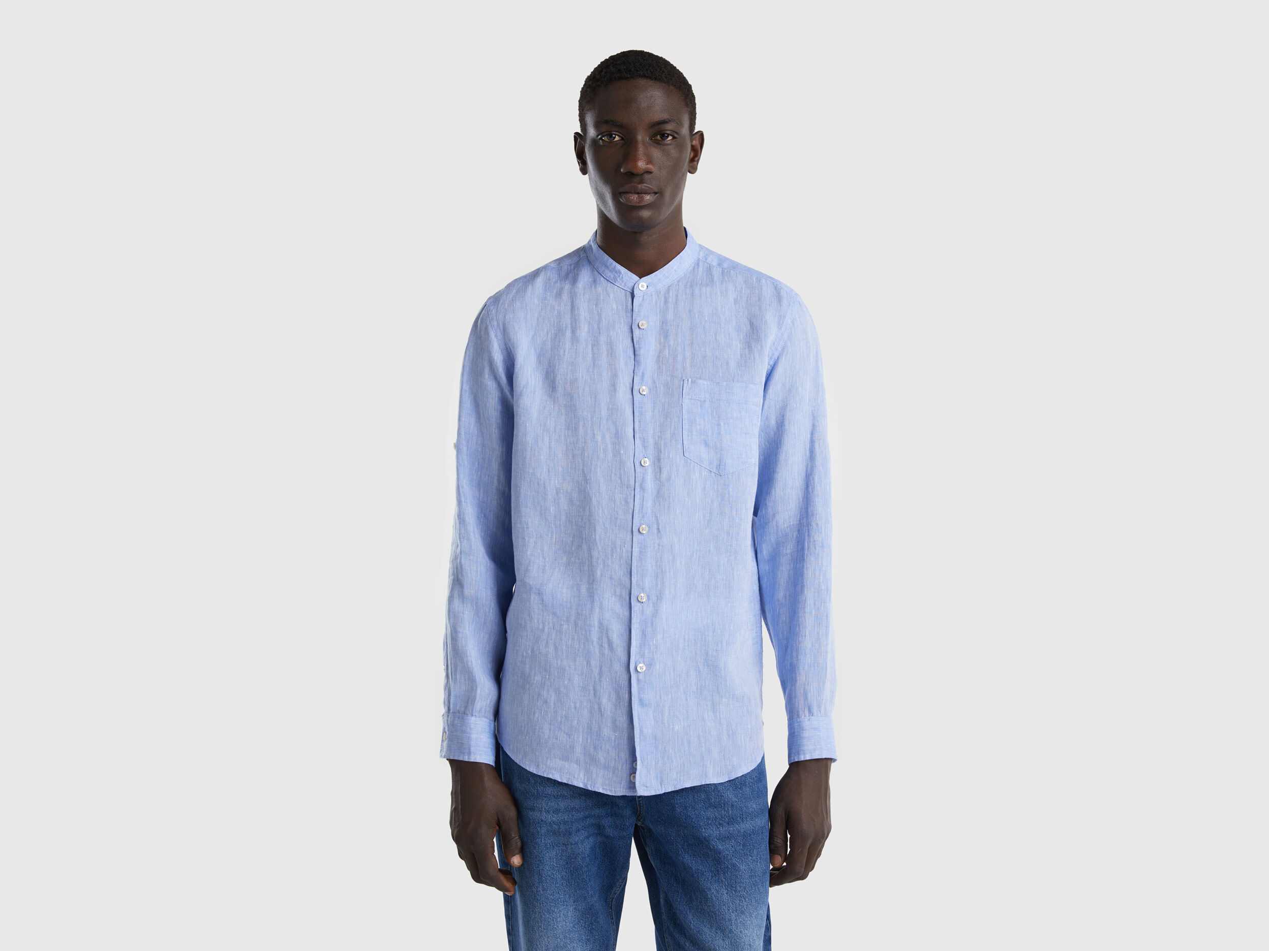 Camicia collo alla coreana uomo online