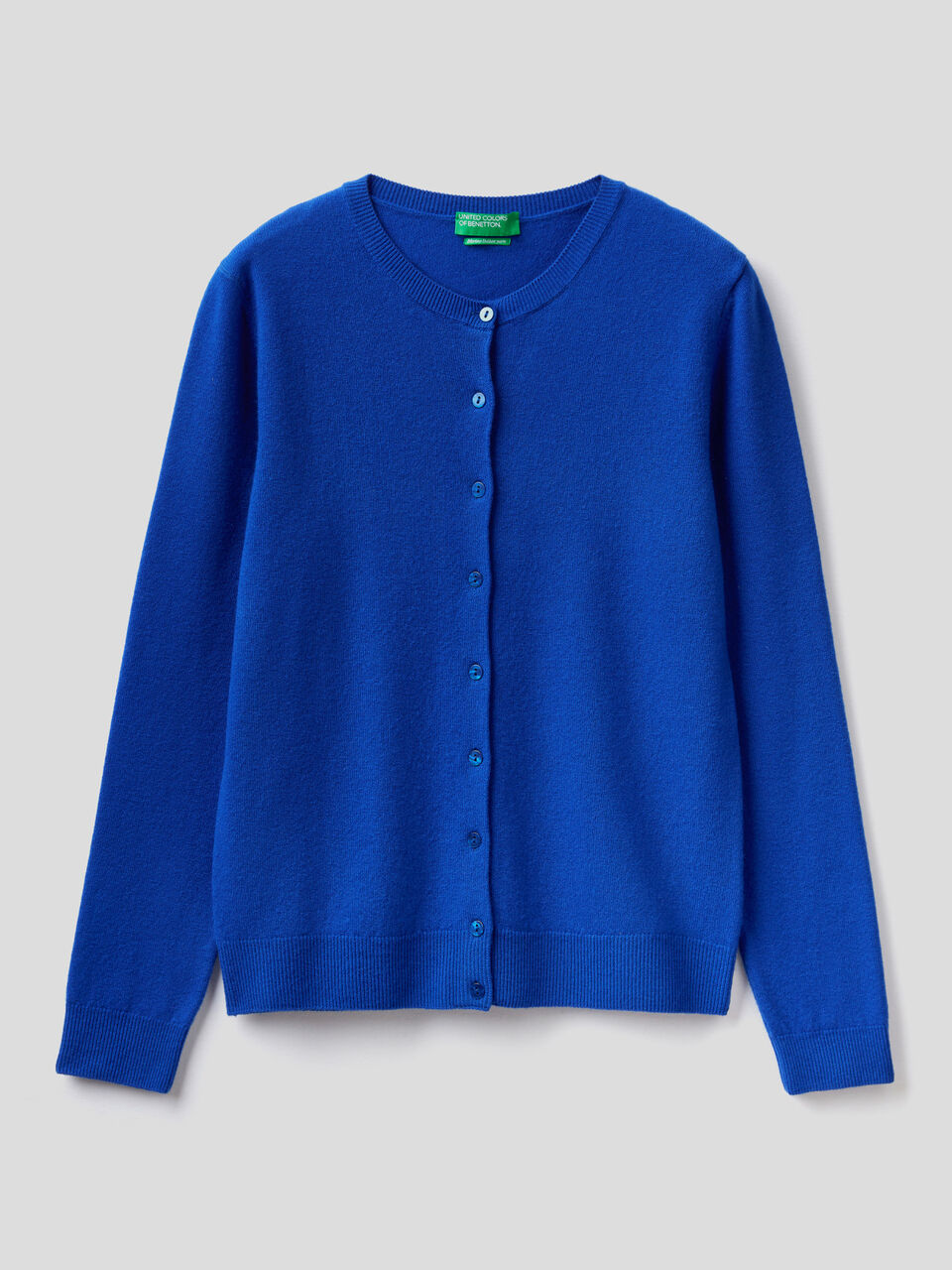 Cardigan girocollo in pura lana vergine image number 1