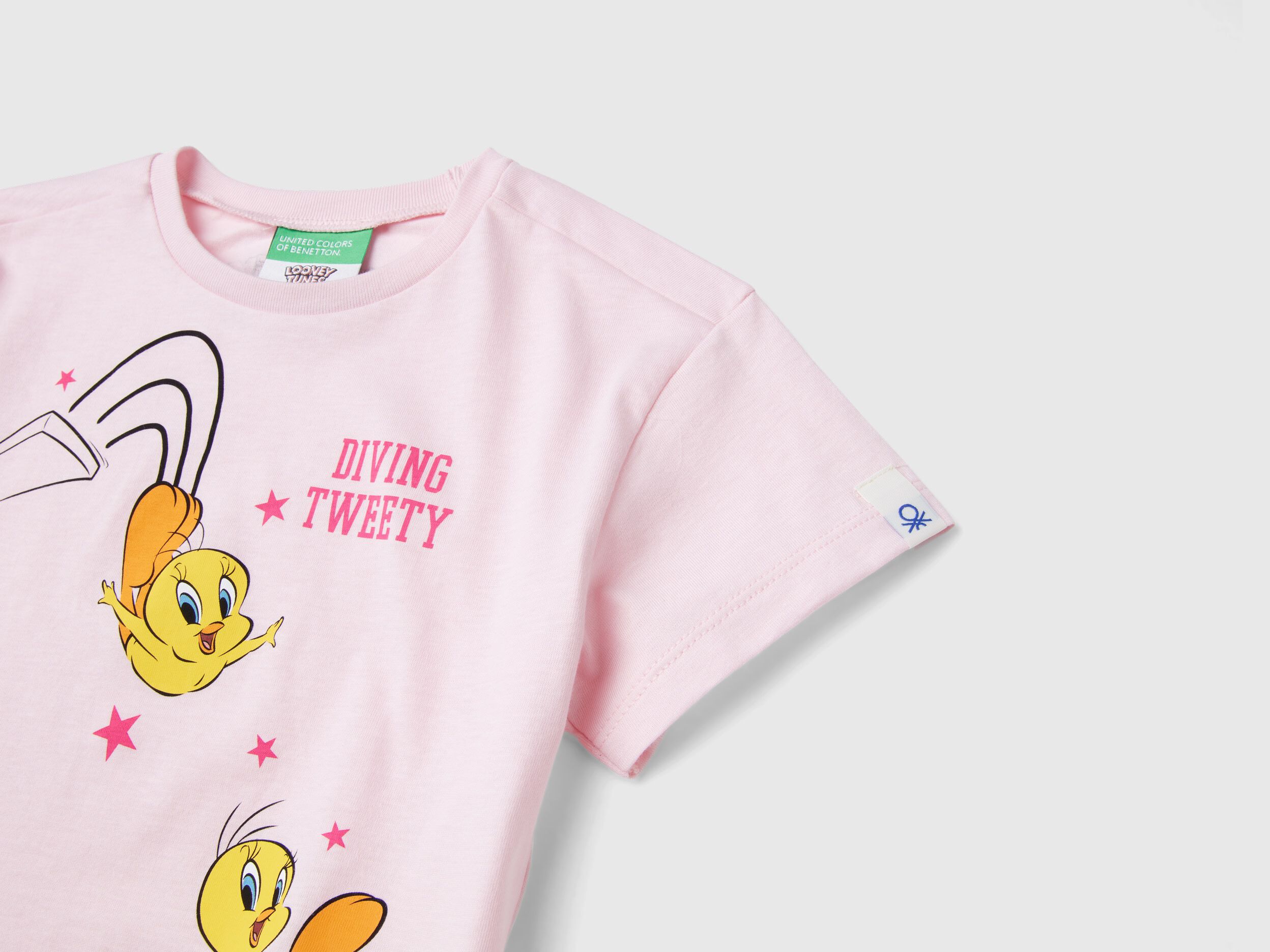T shirt manica corta Looney Tunes Rosa Benetton
