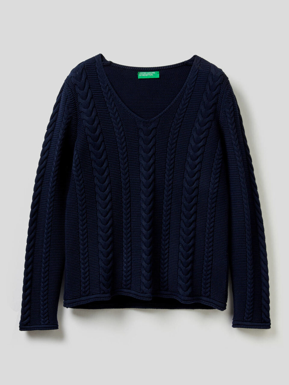 Maglia a trecce in puro cotone image number 1