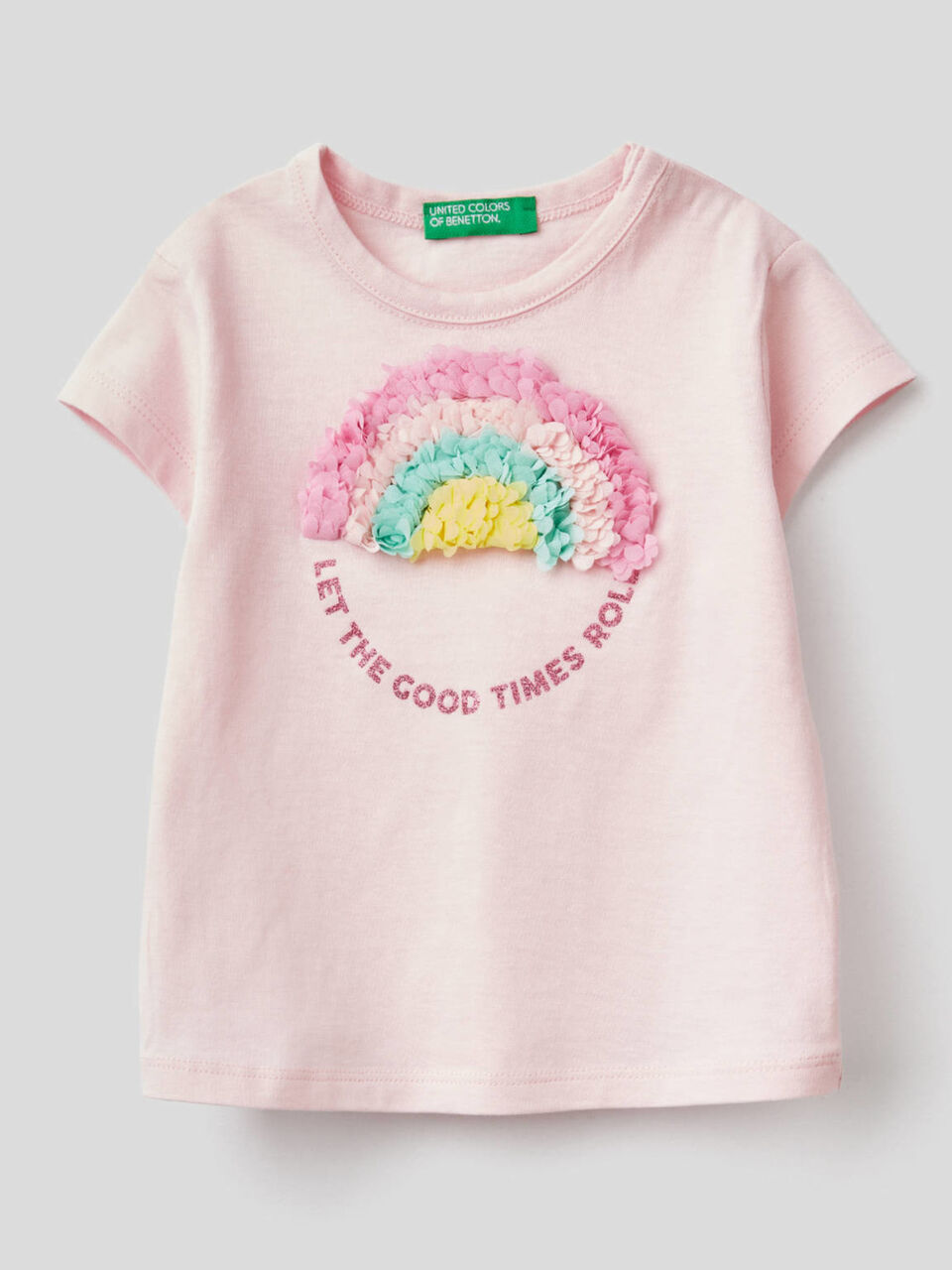 T-shirt con applicazione effetto petali image number 1