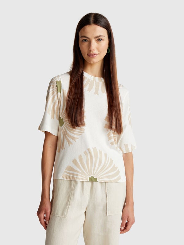 Maglietta con fantasia floreale Donna
