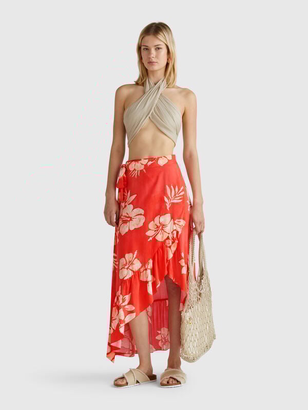 Pareo con stampa floreale Donna