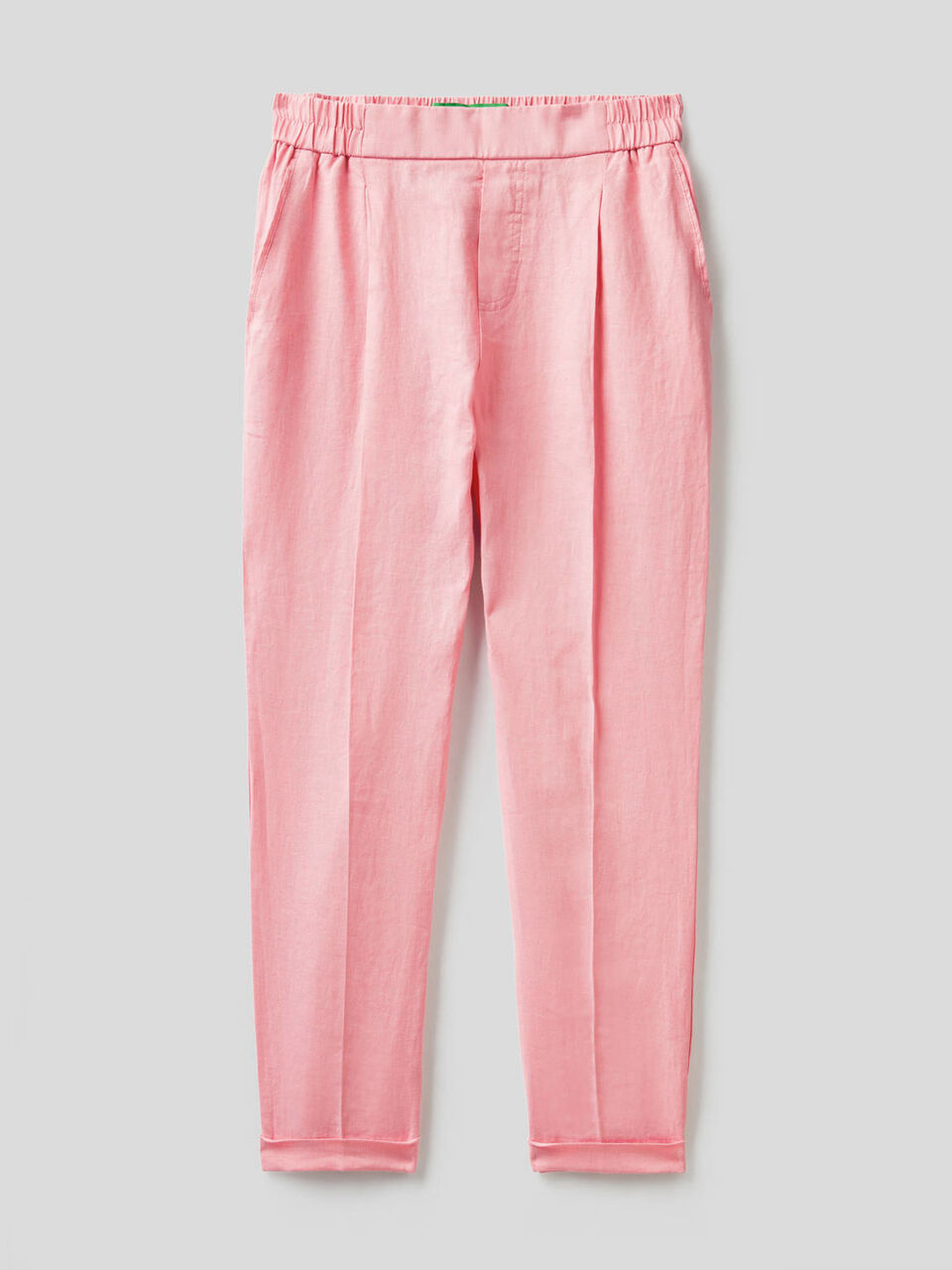 Pantaloni cropped in 100% lino image number 1