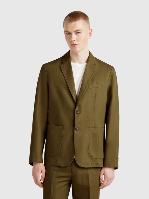 Blazer slim fit in misto lino Uomo