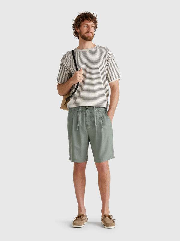 Bermuda con coulisse in puro lino Uomo