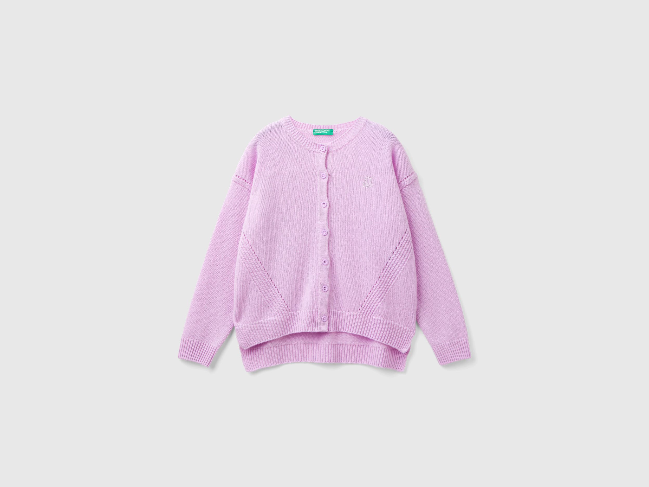 Cardigan girocollo con logo in strass