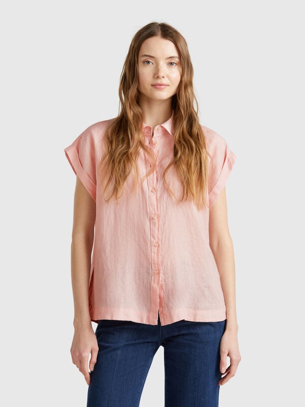 Camicia regular fit in puro lino Donna