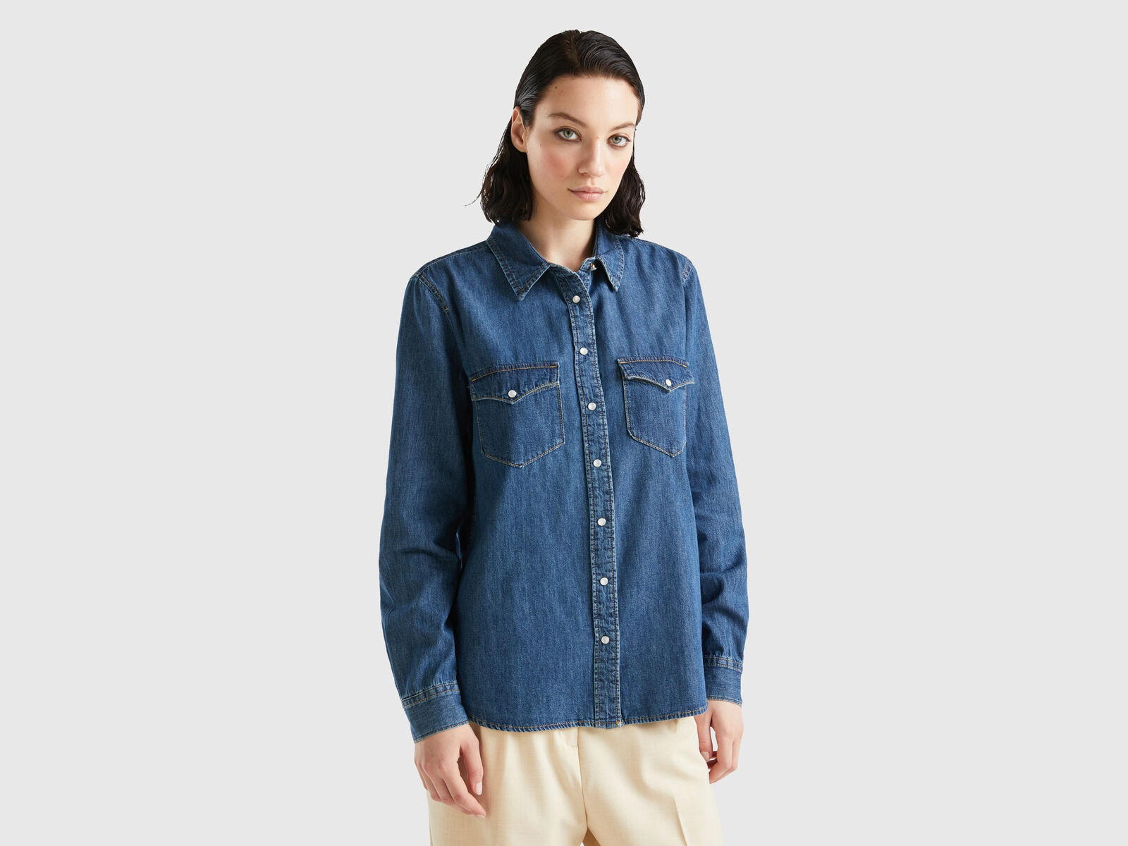 Camicia di jeans regular fit Blu Donna