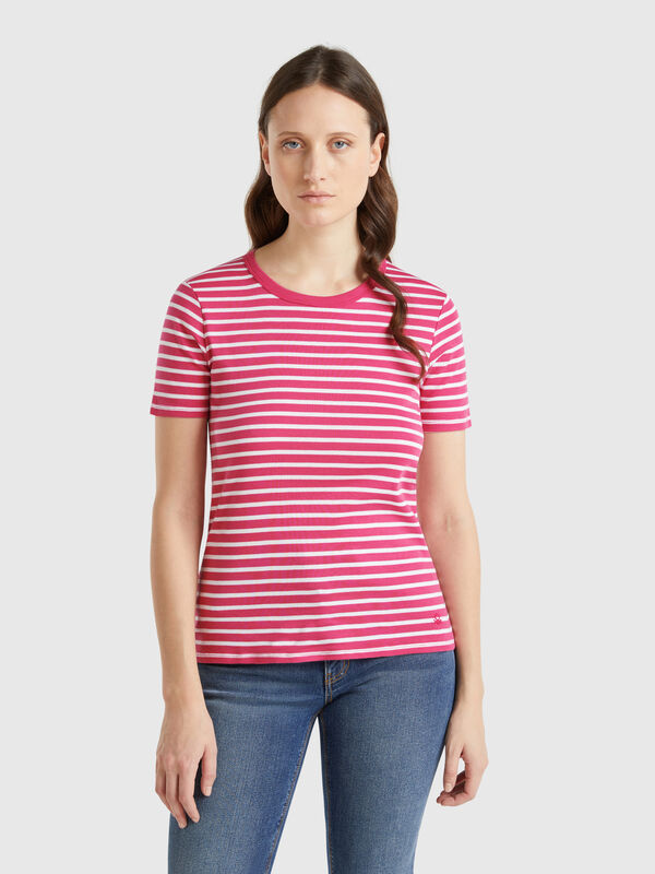 T-shirt girocollo a righe Donna