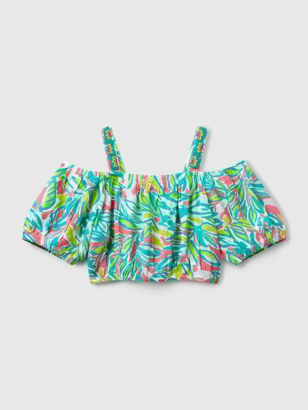 Crop top con stampa tropicale Bambina