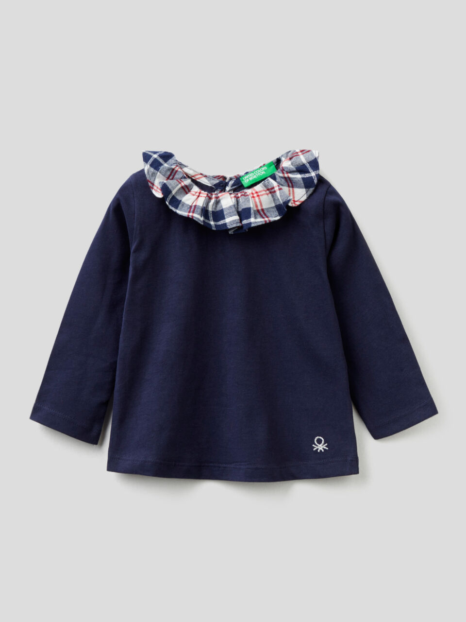 T-shirt con colletto tartan image number 1