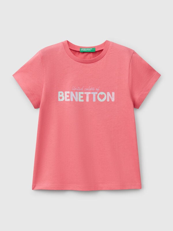 Maglietta con stampa glitter Bambina