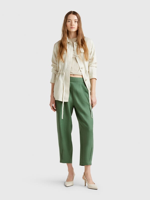 Pantaloni morbidi in puro lino Donna