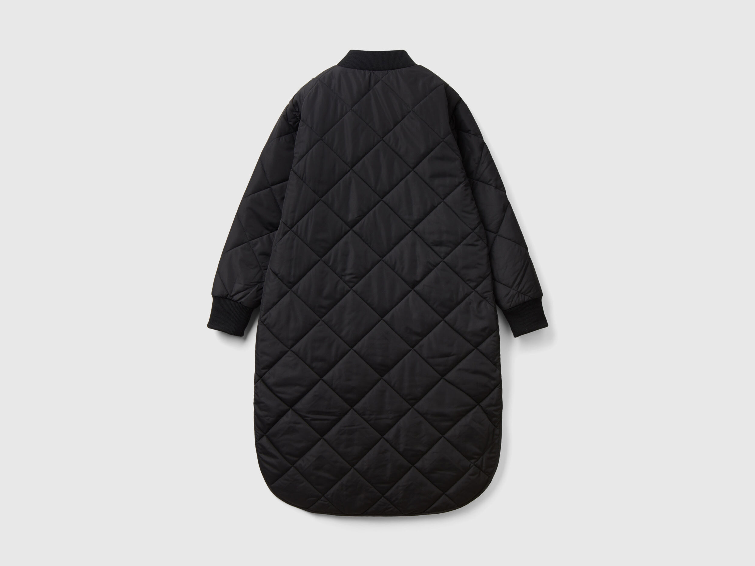 Piumino lungo con imbottitura leggera Nero Donna Benetton