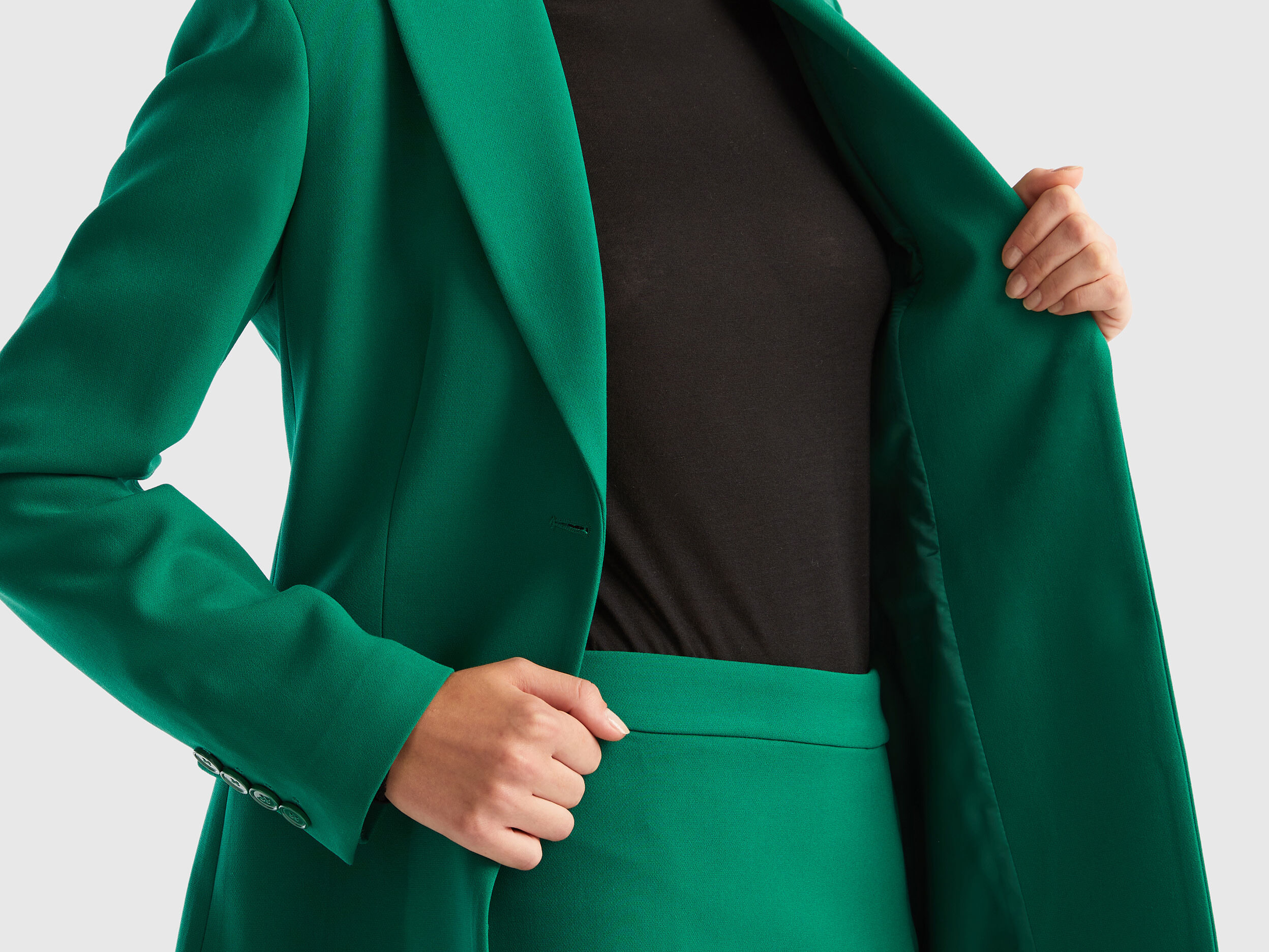 Giacca sciancrata Verde Donna Benetton
