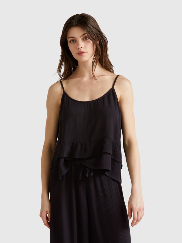 Top fluido con balza Donna