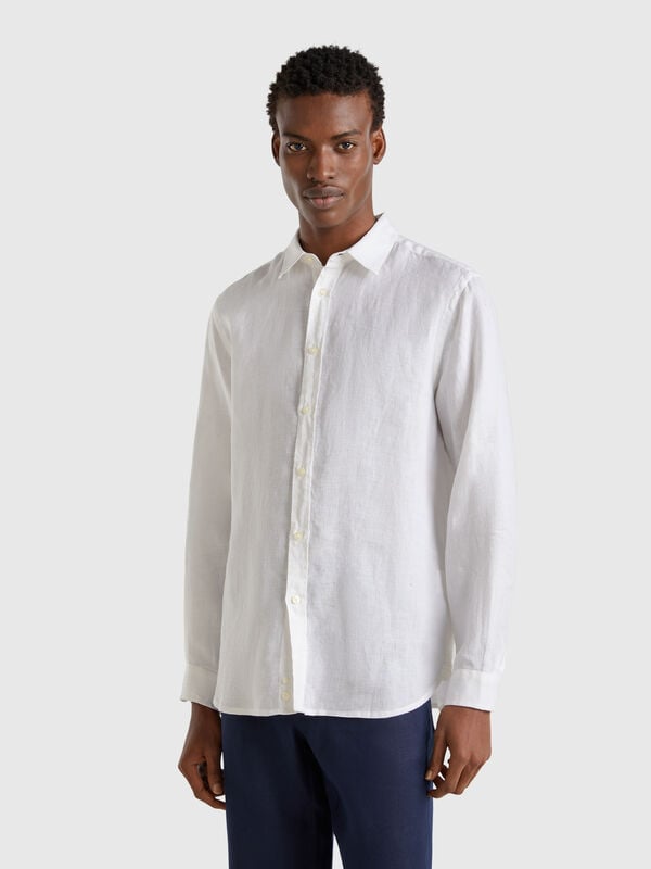 Camicia bianca in puro lino Uomo