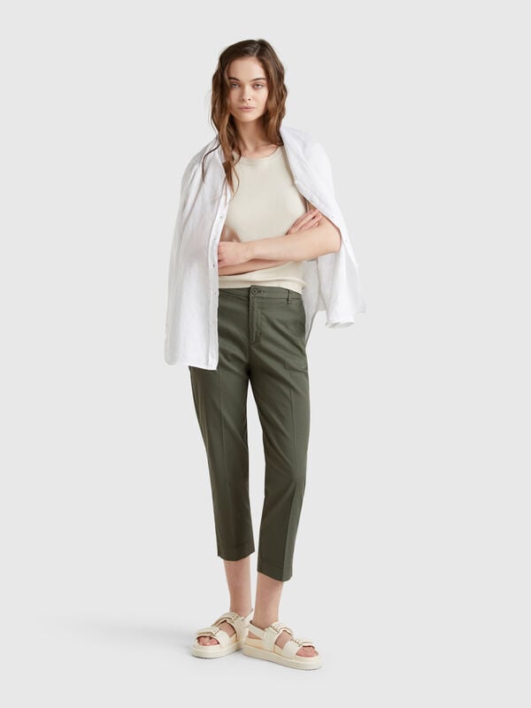 Chino cropped in cotone stretch Donna