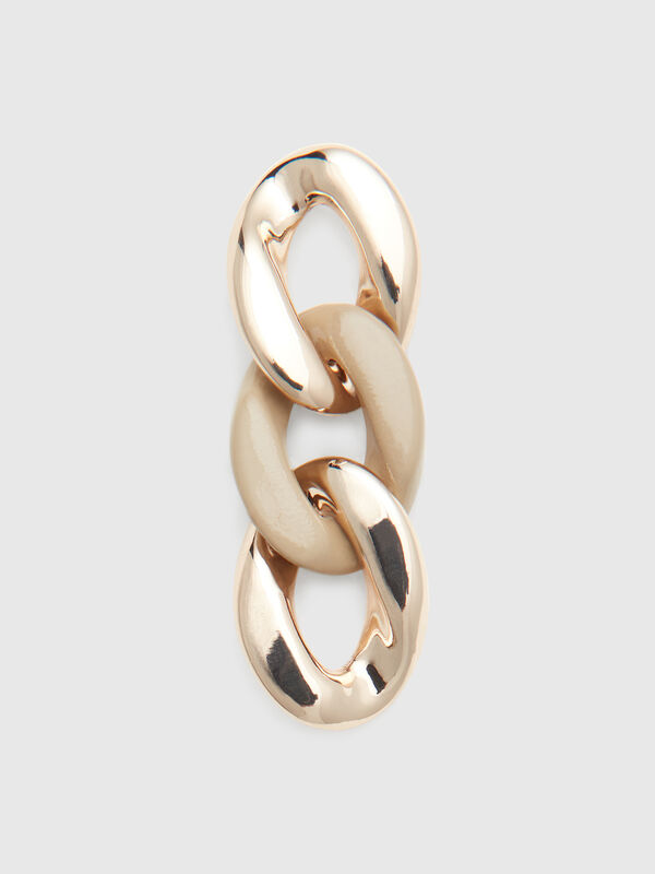 Orecchini pendenti con catena oro e beige Donna