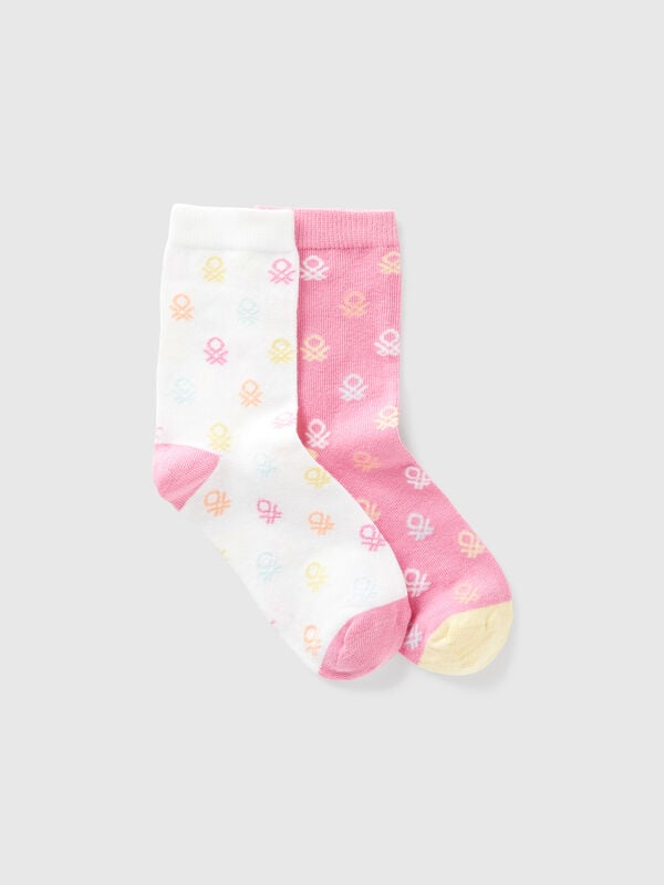 Due paia di calzini con loghi rosa e bianchi Bambino