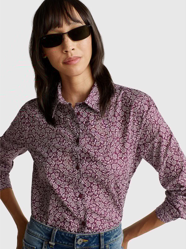 Camicia fantasia in cotone leggero Donna