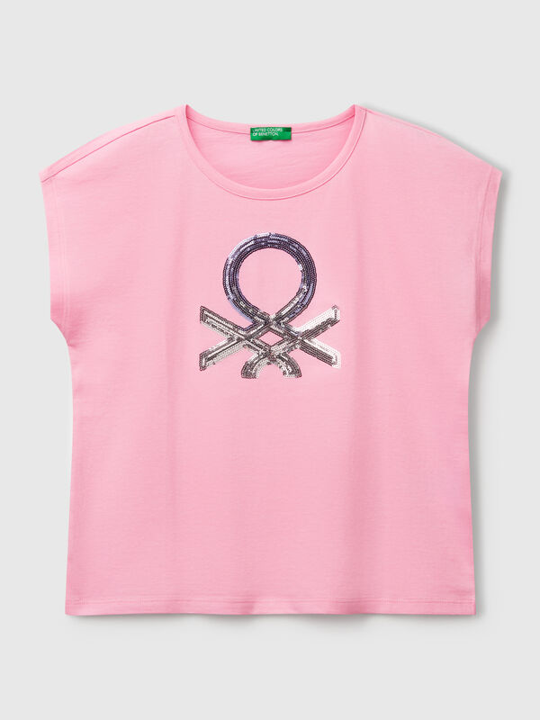T-shirt con paillettes Bambina
