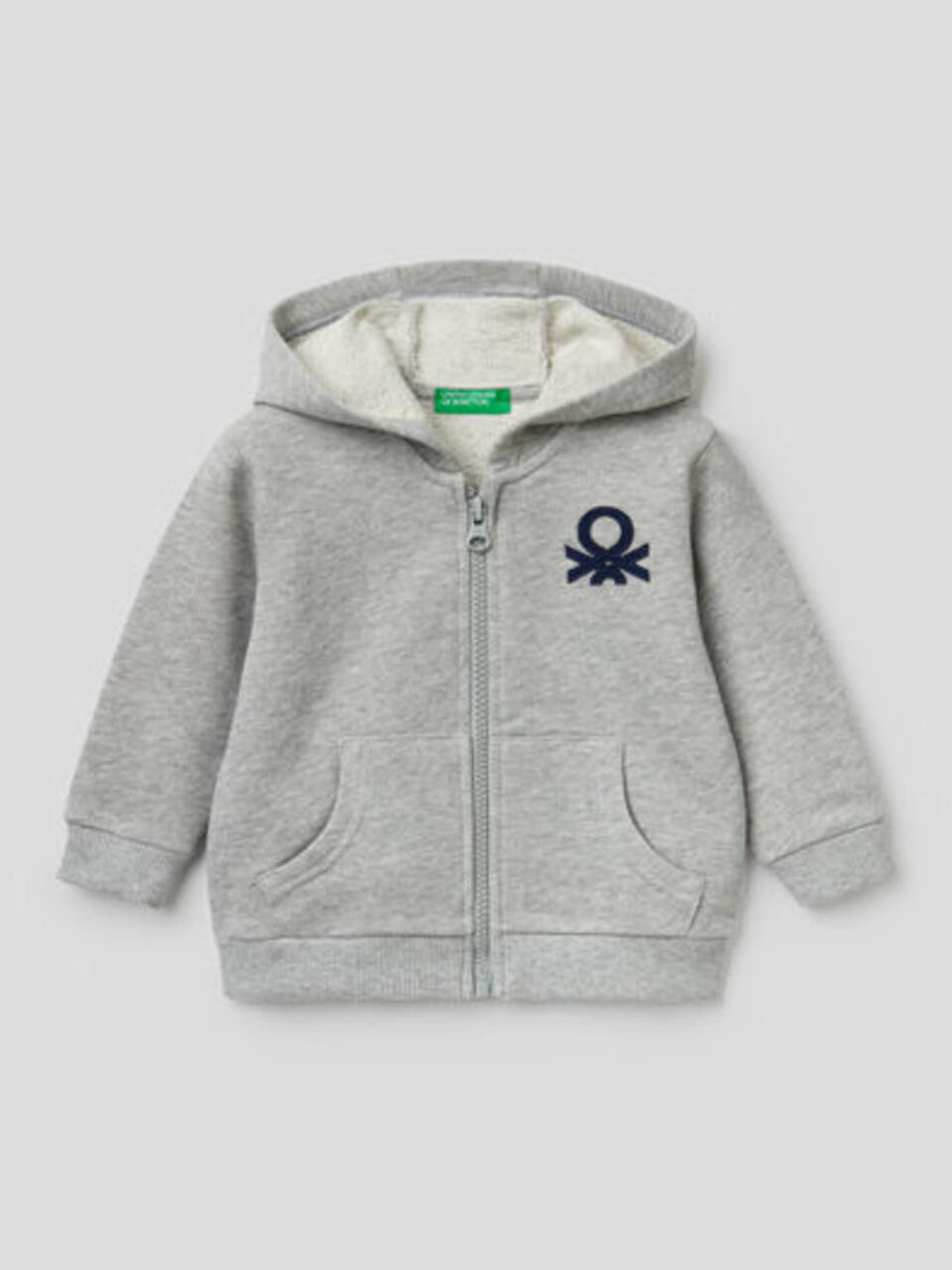 Felpa con zip e cappuccio in cotone bio image number 1