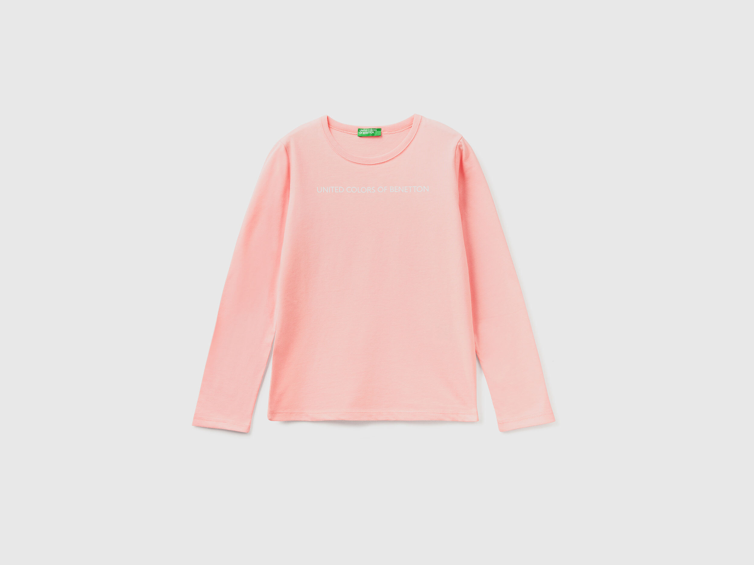 T shirt manica lunga 100 cotone Rosa Bambina Benetton