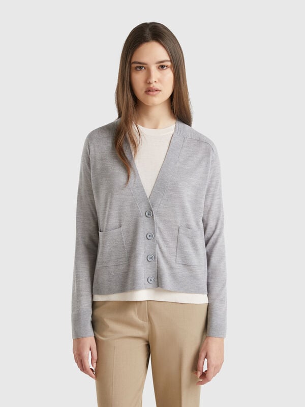 Cardigan in pura lana Merino Donna