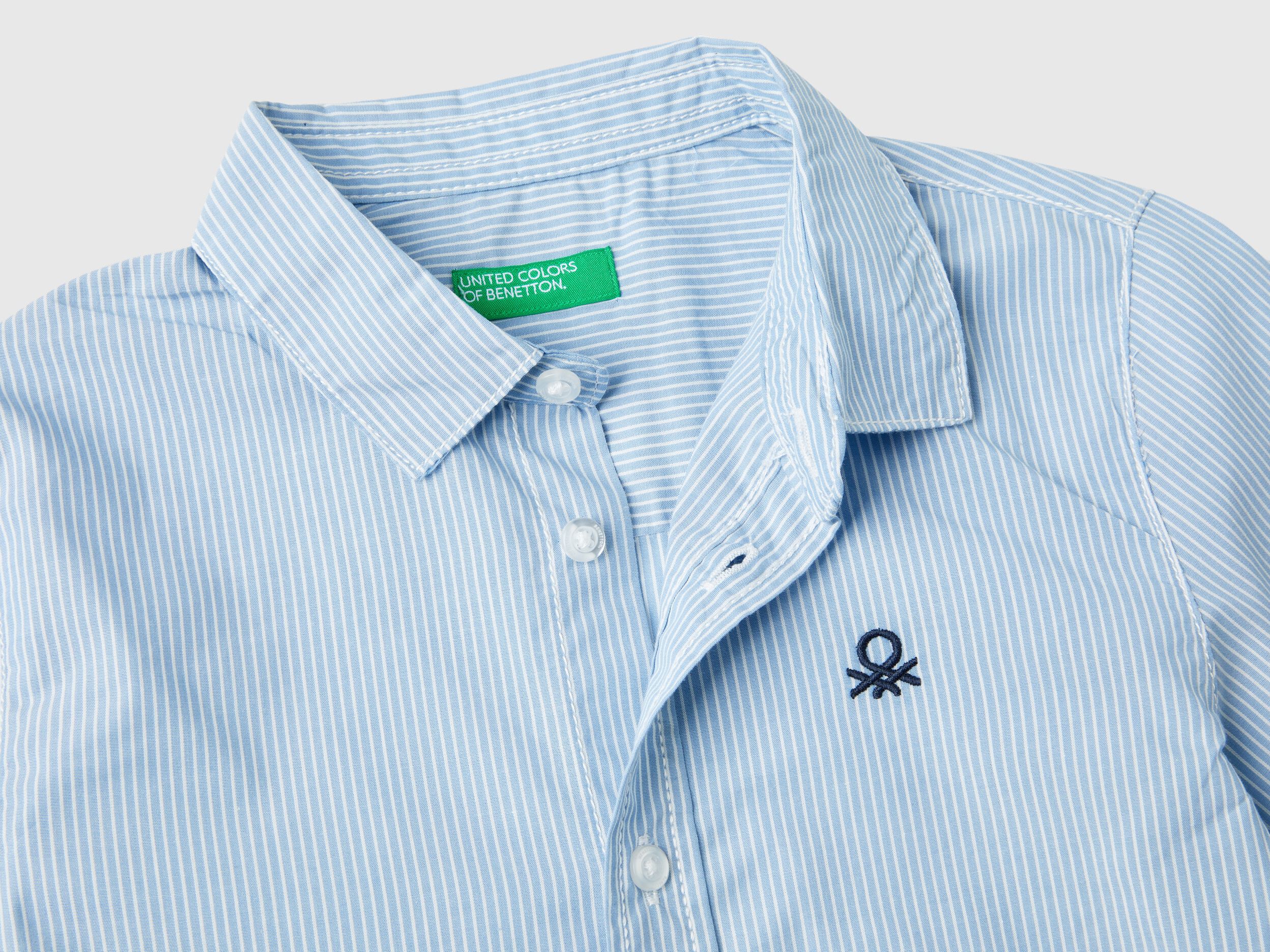 Camicia in puro cotone Azzurro Benetton