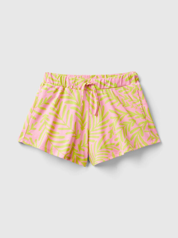 Shorts rosa chiaro con stampa tropicale Bambina