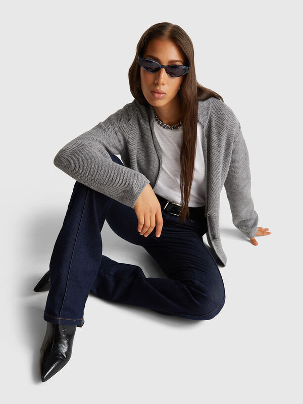 Giacca in maglia misto lana e cashmere Donna
