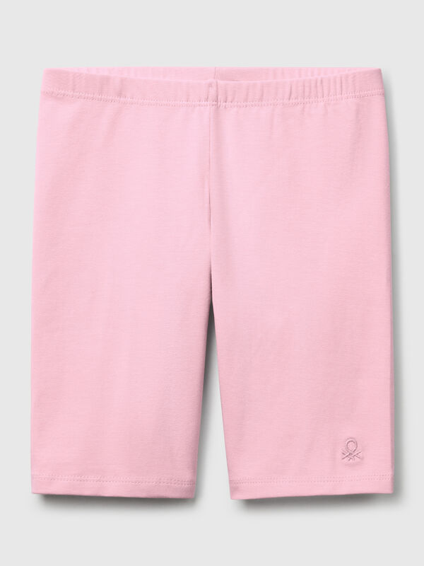 Leggings corti in cotone stretch Bambina
