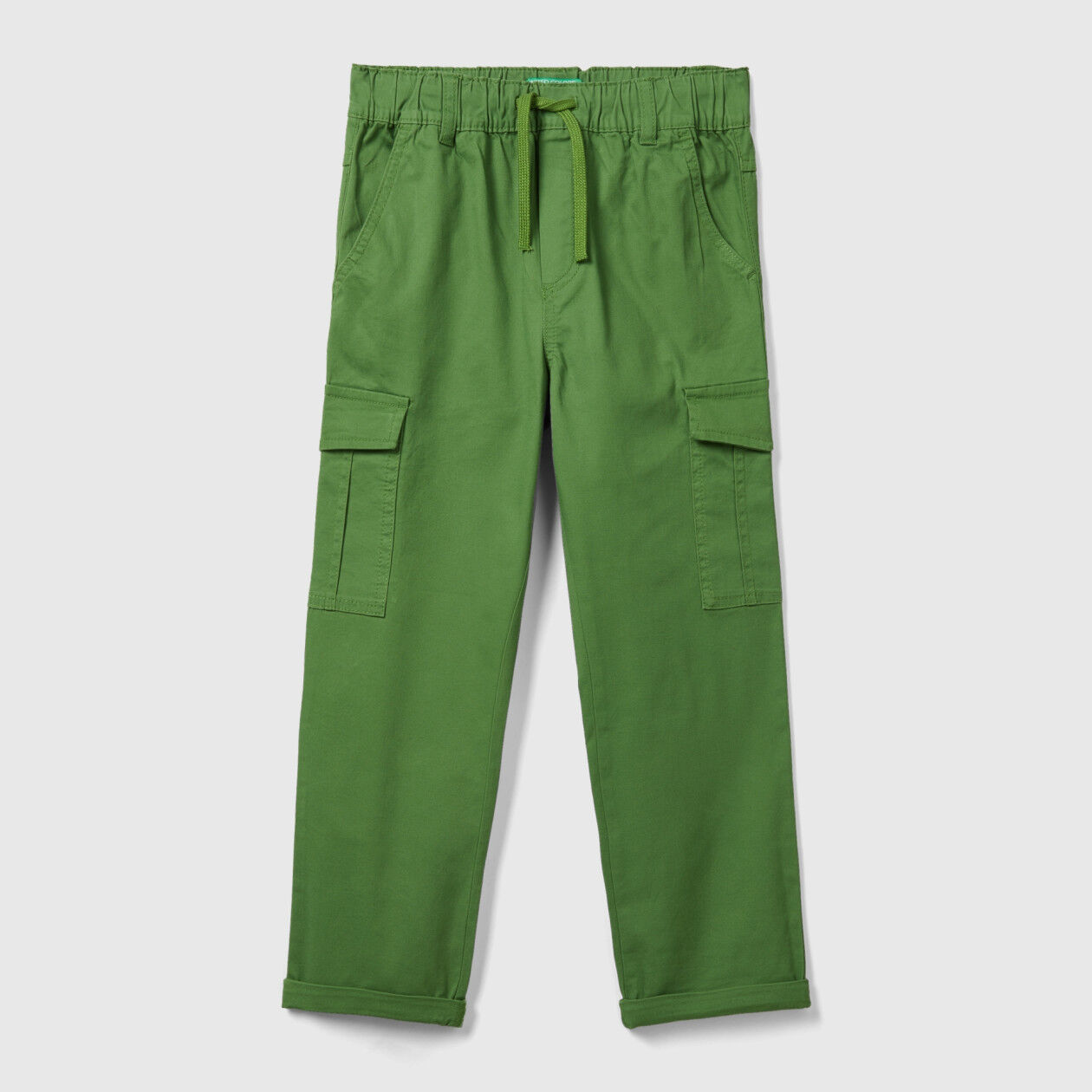 Pantaloni cargo straight Verde Militare Bambino Benetton